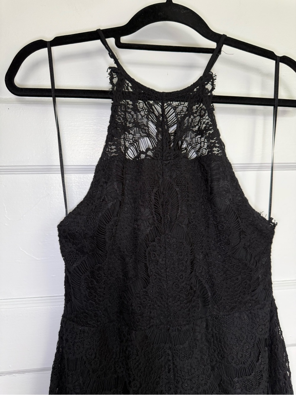 Free People ‘She’s Got It’ Black Lace Slip Mini Dress w/ Pearl-Accent Back Vampy - Picture 4 of 13